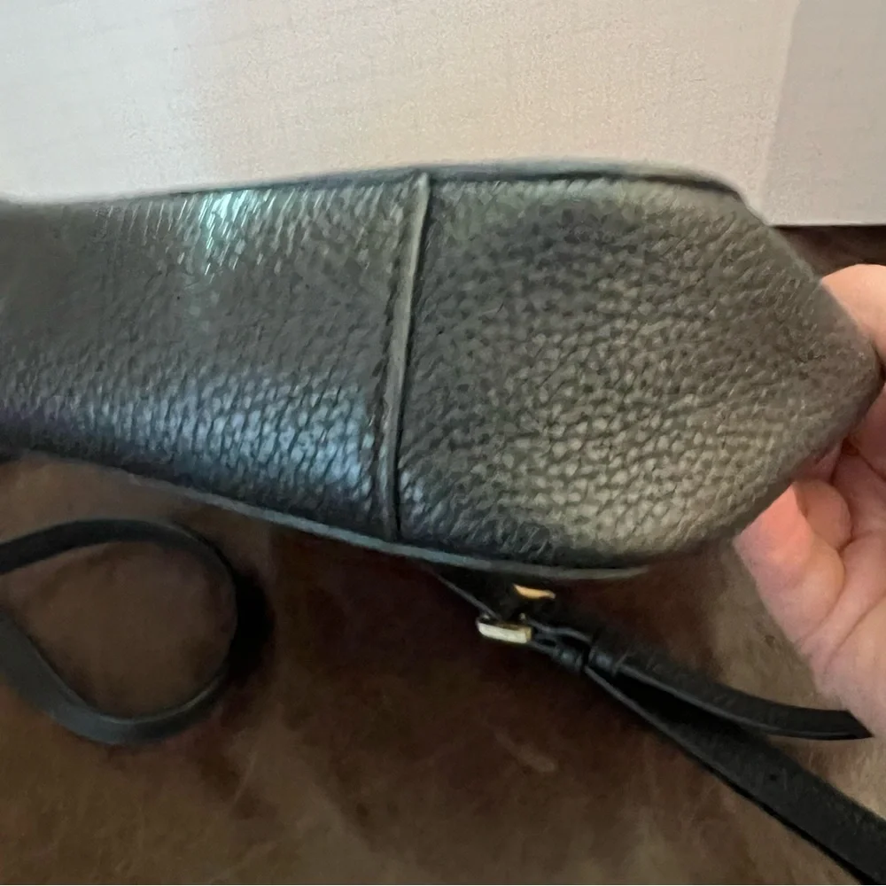 Michael Kors Black Pebbled Leather Crossbody Bag -‎ Gold-Tone Hardware